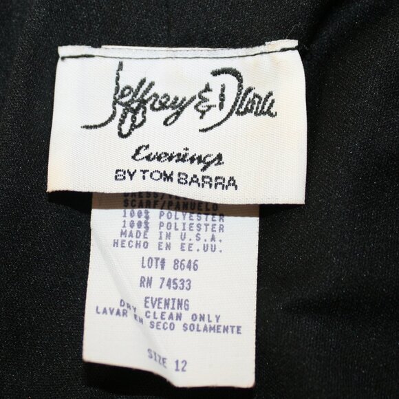 JEFFREY & DORA EVENINGS Gown Dress Sheer Formal Chiffon Shawl Black 2 Piece  10 - Picture 12 of 16